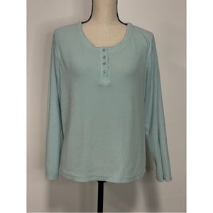 Croft & Barrow Intimates Ribbed Long Sleeve Pajama Top Blue Size M